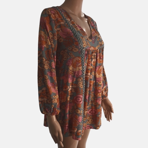 WOMEN'S FLORAL LANTERN SLEEVE DRESS boho dress - Picture 2 of 3